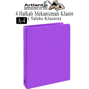 4 Halkalı Klasör 1 Adet A4 Pvc Öğrenci ve Ofis Tipi Evrak Sunum Klasörü Iç Cepli Otomatik Mekanizmalı Büro Okul Arşivle