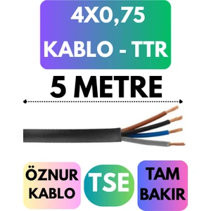 Öznur 4x0,75 Ttr Kablo Metre Seçenekli (Siyah)