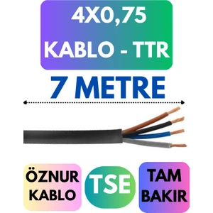 Öznur 4x0,75 Ttr Kablo Metre Seçenekli (Siyah)