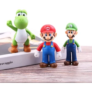 Süper Mario Kardeşler Anime Karakter Figür Oyuncak Seti Süper Mario Luigi & Dinozor Yoshi Bir Arada