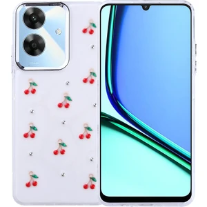 Realme Note 60 Kılıf Airbag Tasarımlı Simli Şeffaf Otnv Kutup Kapak - Kiraz