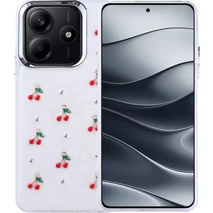 Xiaomi Redmi Note 14 4g Kılıf Airbag Tasarımlı Simli Şeffaf Otnv Kutup Kapak - Kiraz