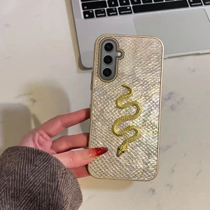 Samsung Galaxy S24 Fe Uyumlu Kılıf Zebana Golden Serpent Silikon Kılıf Gold