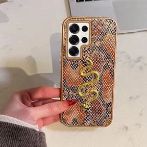 Samsung Galaxy S25 Ultra Uyumlu Kılıf Zebana Golden Serpent Silikon Kılıf Turuncu
