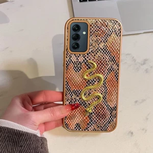 Samsung Galaxy A16 Uyumlu Kılıf Zebana Golden Serpent Silikon Kılıf Turuncu