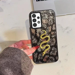 Samsung Galaxy A32 Uyumlu Kılıf Zebana Golden Serpent Silikon Kılıf Siyah