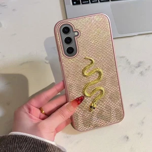 Samsung Galaxy S23 Fe Uyumlu Kılıf Zebana Golden Serpent Silikon Kılıf Rose Gold