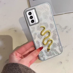 Samsung Galaxy S21 Fe 5g Uyumlu Kılıf Zebana Golden Serpent Silikon Kılıf Gri