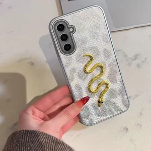 Samsung Galaxy S25 Plus Uyumlu Kılıf Zebana Golden Serpent Silikon Kılıf Gri