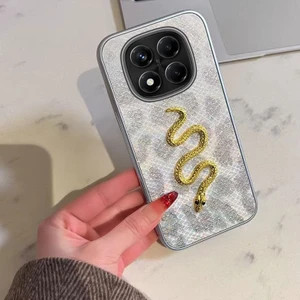 Xiaomi Redmi Note 14 Pro Uyumlu Kılıf Zebana Golden Serpent Silikon Kılıf Gri