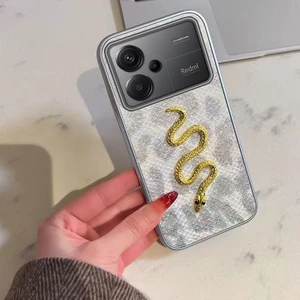 Xiaomi Redmi Note 13 Pro Plus 5g Uyumlu Kılıf Zebana Golden Serpent Silikon Kılıf Gri