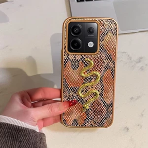 Xiaomi Poco X6 Uyumlu Kılıf Zebana Golden Serpent Silikon Kılıf Turuncu