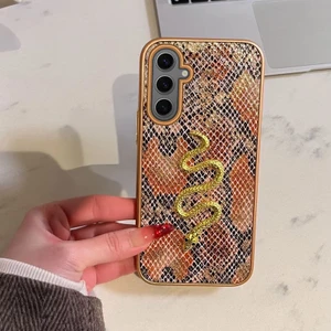 Samsung Galaxy S23 Uyumlu Kılıf Zebana Golden Serpent Silikon Kılıf Turuncu