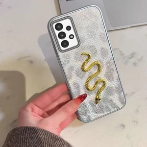Samsung Galaxy A32 Uyumlu Kılıf Zebana Golden Serpent Silikon Kılıf Gri