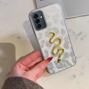 Samsung Galaxy A15 5g Uyumlu Kılıf Zebana Golden Serpent Silikon Kılıf Gri