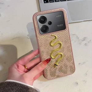 Xiaomi Redmi Note 13 Pro Plus 5g Uyumlu Kılıf Zebana Golden Serpent Silikon Kılıf Rose Gold