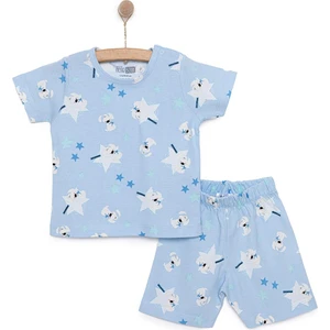 Hellobaby Erkek Kısa Kol Yıldız Desenli Bisiklet Yaka Pijama Takımı
