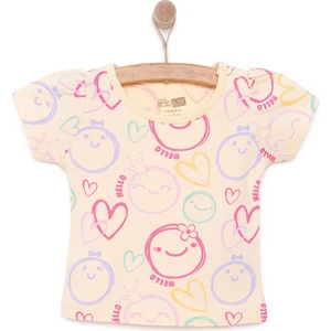 Hellobaby Basic Kız Gülen Yüz Desenli T-Shirt Kız Bebek