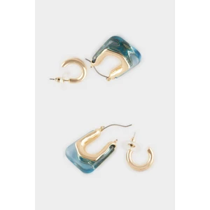 Kadın 2'li Mavi Gold Küpe F0733AXNS