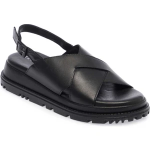 Siyah Hakiki Deri Kadın Sandalet - K24Y1SN67140-A23