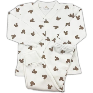 Sema Bebe Sema Baby Mickey Mouse Bebek Pijama Takımı – Ekru 0-3 Ay