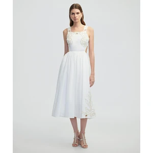 Kontrast Nakışlı Poplin Elbise IS1250002445018