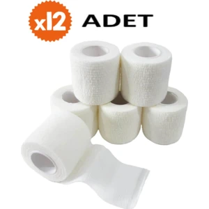 12 Adet Elastik Kendinden Yapışkanlı Koban Bandaj 5 cm