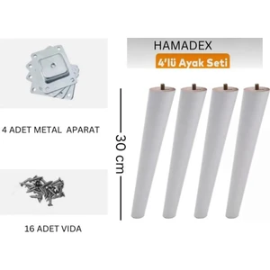 30  cm  Beyaz Konik Ayak 4 Adet