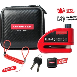 DL506A 6mm Alarmlı Disk Kilidi | Hatırlatma Kablosu ve Taşıma Çantası Hediye | Kırmızı