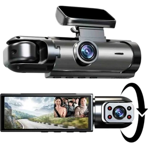 M8 Araç Kayıt Kamerası 3 Kamera Kabin, Arka ve Ön 1080P G Sensör 3.16 Inç Ekran