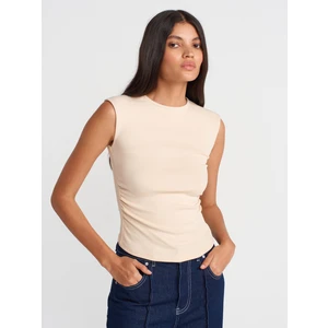 21054 Büzgülü Basic T-Shirt-Taş