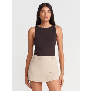 21048 Halter Yaka Top-Koyu Kahve