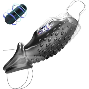 Lolita Shop Testis Tutacaklı Titreşimli Klitoris Uyarıcılı Esnek Soft Silikon Dokuda Yarım Gövde Penis Kılıfı