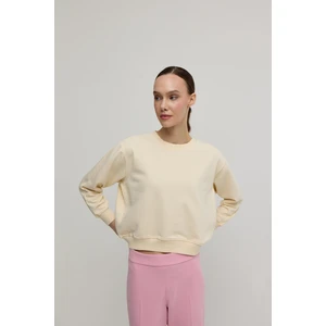 Kadın Vanilya Renk Basic Sweatshirt
