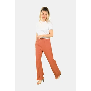 Beli Lastikli Keten Pantolon Kiremit