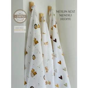 Ft Baby Collection Pamuk Müslin Bebek Battaniyesi 3'Lü Set  Müslın Örtü 80  x  90 Cm