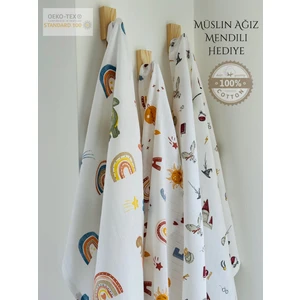 Ft Baby Collection Pamuk Müslin Bebek Battaniyesi 3'Lü Set  Müslın Örtü 80  x  90 Cm