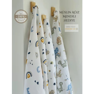 Ft Baby Collection Pamuk Müslin Bebek Battaniyesi 3'Lü Set  Müslın Örtü 80  x  90 Cm