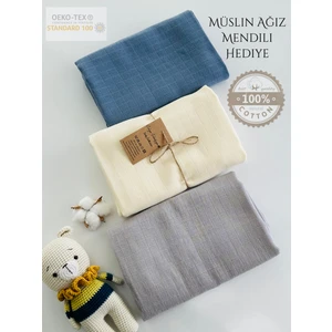 Ft Baby Collection Pamuk Müslin Bebek Battaniyesi 3'Lü Set  Müslın Örtü 80  x  90 Cm