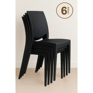 6 Adet Rattan Antrasit Sandalye