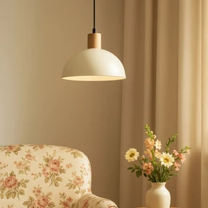 Nuuq Natural Ahşap Detaylı Metal Sarkıt Krem