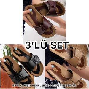 3'lü Kadın Kaymaz Sokak Plaj Banyo Yazlık Gündelik Terlik