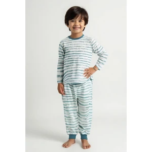 Unisex Çocuk Desenli Pijama Takımı - Mavi