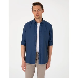 Pierre Cardin Erkek Lacivert Oxford Slim Fit Kolay Ütülenebilir Gömlek 50306996-VR033