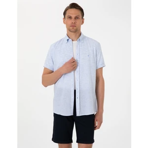 Pierre Cardin Erkek Açık Mavi Keten Karışımlı Regular Fit Kısa Kollu Gömlek 50307067-VR003