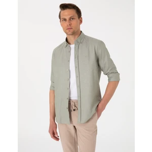 Pierre Cardin Erkek Haki Oxford Slim Fit Kolay Ütülenebilir Gömlek 50306996-VR027
