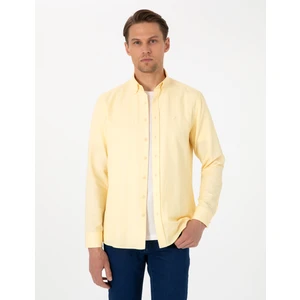 Pierre Cardin Erkek Sarı Oxford Slim Fit Kolay Ütülenebilir Gömlek 50306996-VR044