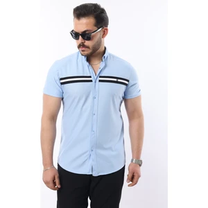 Erkek Kısa Kollu Slim Fit Yazlık Çift Çizgili Gömlek