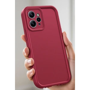 Xiaomi Redmi 12 4g Uyumlu Kılıf Kamera Korumalı Yumuşak Dokulu Darbe Emici Bordo Silikon Kapak