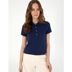 Pierre Cardin Kadın Lacivert Regular Fit Pamuklu Polo Yaka Basic Tişört 50305776-VR033